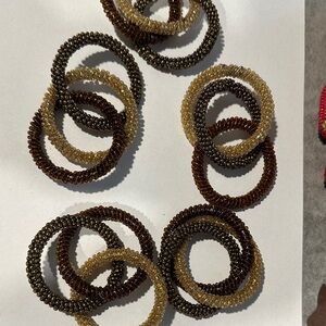 Set of Spiral napkin rings in Brown and Gold set of 5